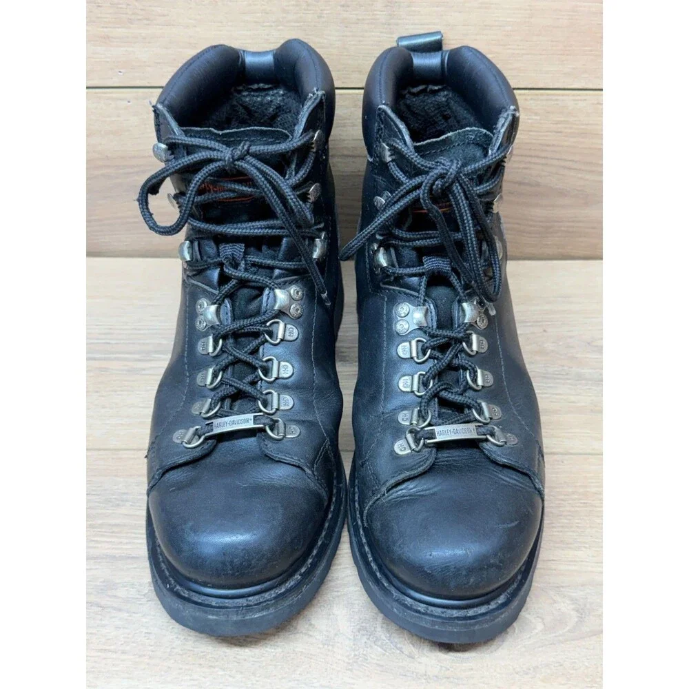 Harley Davidson 91610 Dipstick 6” Riding Boot Men Size 9.5 Black Lace-up Leather